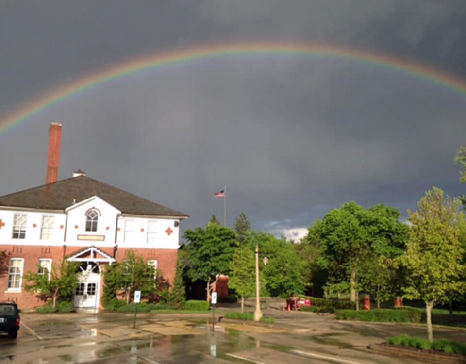 Rainbow over Gorton Center