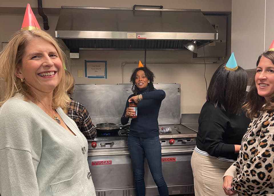 Party guests in Gorton Center First Floor Kitchen