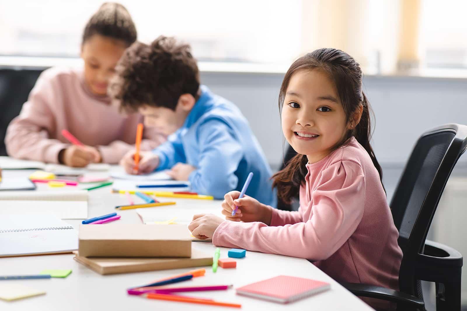 young girl practicing drawing at brain gain academy